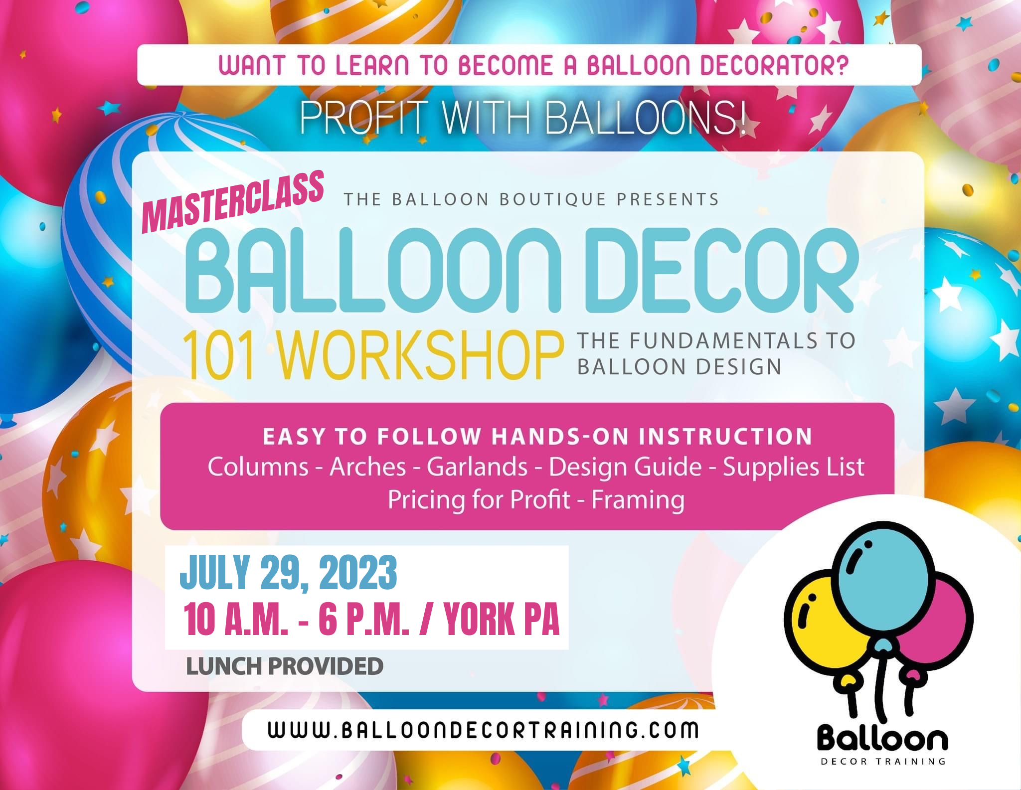 MASTERCLASS Balloon 101 Workshop Summer 2023